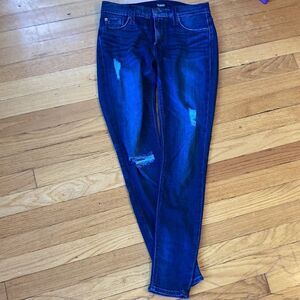 HUDSON NICO MIDRISE SUPER SKINNY dark indigo wash distressed size 25